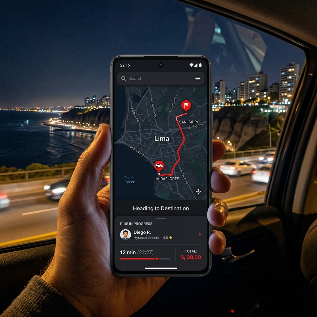 App Ferca Taxi mostrando mapa con ruta